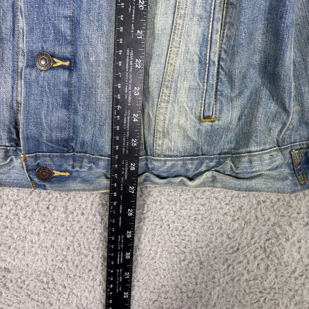 Levis Mens Light Wash Denim‎ Trucker Jacket Large Blue Cotton Button Front 70507